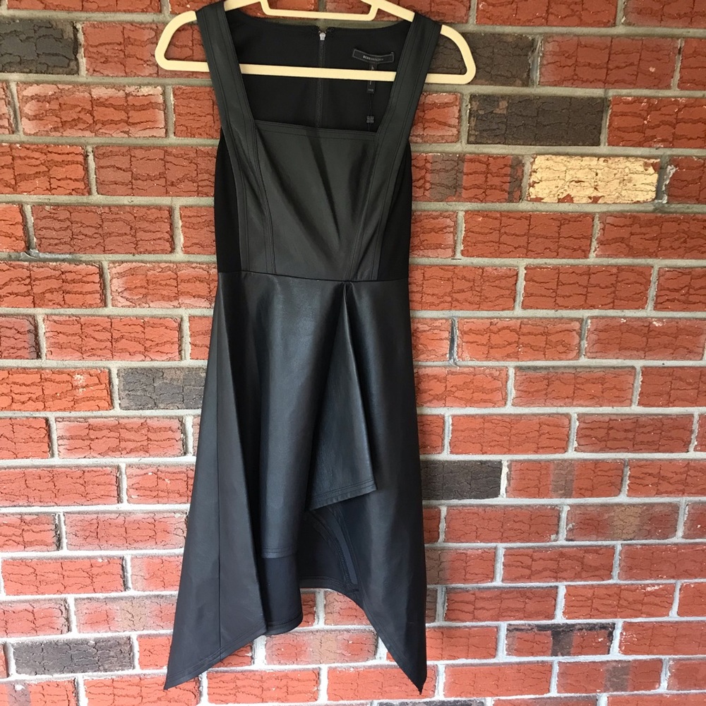 BCBG Faux Leather Black Dress